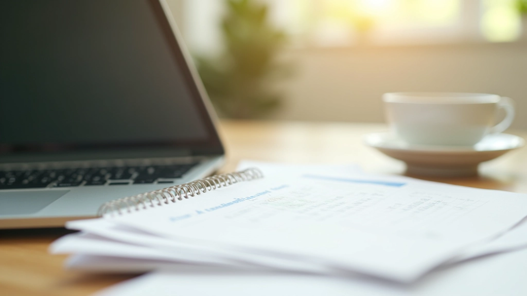 Professional workspace with planning materials and goal-setting templates displayed on desk