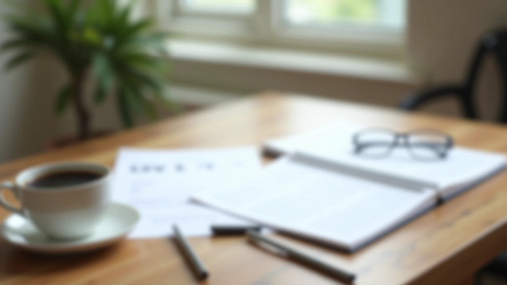 Professional workspace with strategic planning documents, calendar, and goal-setting materials organized on clean desk